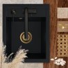 Chiuveta Quality Ferrum 40, chiuveta granit bucatarie 400x500x195 mm + sifon crom, negru, SKQ-FER.C.1K40.X