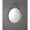 Sapho, oglindă rotundă ORBITER cu curea din piele, ø 70cm, negru mat, ORT070