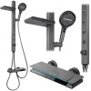 Rea Karl, set de duș termostatic LED, grafit, REA-P4880