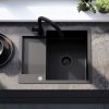 Rea Paul, chiuvetă din oțel cu 1 compartiment 600x480x185 mm, negru mat, ZLE-06011
