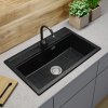 Gamma Advance, chiuvetă din granit cu 1 compartiment 805x505x210 mm, negru cu puncte aurii, GMA-ZLE000115