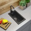 Gamma Decor 2850, chiuvetă granit cu 1 compartiment 280x500x207 mm, negru cu pete, GMA-ZLE000161