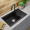 Gamma Advance 8050, chiuvetă granit cu 1 compartiment 800x500x210 mm, negru cu puncte aurii, GMA-ZLE000148