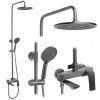 Rea Avalon, set de duș cu cap de ploaie și cap de duș portabil, grafit, REA-P2401