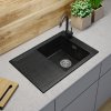 Gamma Design 7050, chiuvetă granit cu 1 compartiment 700x480x205 mm, negru cu puncte aurii, GMA-ZLE000131