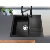 Gamma Modern 6550, chiuvetă granit cu 1 compartiment 650x500x210 mm cu scurgere scurtă, negru, GMA-ZLE000089