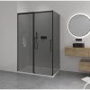 CERANO - Paravan de dus pentru usa Lantono L/R - 8 mm - negru mat, sticla grafit - 90x195 cm - fix dintr-o bucata, CER-CER-8050BD7246
