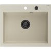 Mexen Elix, chiuvetă granit cu 1 vas 600 x 500 mm, bej, sifon negru, 6525601005-69-B