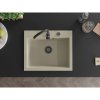 Mexen Elix, chiuvetă granit cu 1 vas 600 x 500 mm, bej, sifon negru, 6525601005-69-B