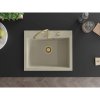 Mexen Elix, chiuvetă granit cu 1 vas 600 x 500 mm, bej, sifon auriu, 6525601005-69-G