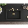 Mexen Elix, chiuvetă granit cu 1 vas 700 x 500 mm, negru/argintiu metalic, sifon auriu, 6526701005-73-G