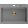 Mexen Elix, chiuvetă granit cu 1 vas 700 x 500 mm, gri, sifon auriu, 6526701005-71-G