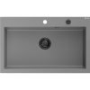 Mexen Elix, chiuvetă granit cu 1 vas 800 x 500 mm, gri, sifon negru, 6527801005-71-B