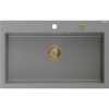 Mexen Elix, chiuvetă granit cu 1 vas 800 x 500 mm, gri, sifon auriu, 6527801005-71-G