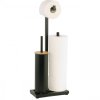 Erga Pap, suport pentru hârtie igienică cu perie de toaletă și dozator, negru-maro, ERG-YKA-P.PAP-WC-BLK