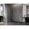 Mexen Lunar, colț de duș pentagonal L basculant spre stânga 80 x 90 cm, sticlă transparentă de 8 mm, profil auriu mat, 831L-080L-090P-55-00-L