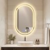 Erga Lyra, oglindă ovală LED 60x80cm, 3 culori de lumină, iluminare față și spate, pernă încălzitoare anti-aburire, ERG-V01-LYRA-6080-CL
