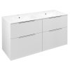 Sapho, dulap lavoar CIRASA cu chiuveta dubla 121x66x46cm, alb lucios, CR121-3030-21