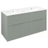 Sapho, dulap lavoar CIRASA cu chiuveta dubla 121x66x46cm, banda verde, CR121-4444S-21