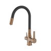 Invena Magic, baterie de lavoar independentă cu braț flexibil și filtru de apă potabilă, negru-cupru mat, INV-BZ-02-F15-V