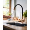 Invena Magic, baterie de lavoar independentă cu braț flexibil și filtru de apă potabilă, negru-cupru mat, INV-BZ-02-F15-V