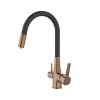 Invena Magic, baterie de lavoar independentă cu braț flexibil și filtru de apă potabilă, negru-cupru mat, INV-BZ-02-F15-V