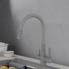 Invena Magic, baterie de lavoar independentă cu braț flexibil și filtru de apă potabilă, gri mat, INV-BZ-02-F05-V