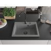 Chiuvetă din granit Mexen Elix cu 1 compartiment 600 x 500 mm, gri, sifon negru - 6525601005-71-B