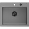 Chiuvetă din granit Mexen Elix cu 1 compartiment 600 x 500 mm, gri, sifon negru - 6525601005-71-B
