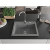 Chiuvetă din granit Mexen Elix cu 1 compartiment 600 x 500 mm, gri, sifon cromat - 6525601005-71
