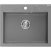 Chiuvetă din granit Mexen Elix cu 1 compartiment 600 x 500 mm, gri, sifon cromat - 6525601005-71