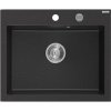 Chiuvetă din granit Mexen Eliz cu 1 compartiment, 600 x 500 mm, negru/argintiu metalic, sifon cromat - 6525601005-73