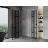 Mexen, Cabină de duș cu balamale Mexen Mist L Duo 120 x 115 cm, grilă neagră - 8A4L-120L-115P-70-77