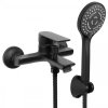 Baterie de cadă Erga Hary, montată pe perete cu set de duș manual, negru mat, ERG-YKA-BW.HARY-BLK