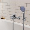 Baterie cadă Erga Hary, montată pe perete cu set de duș manual, cromată, ERG-YKA-BW.HARY-CHR