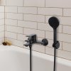 Baterie de cadă Erga Remi, montată pe perete cu set de duș manual, negru mat, ERG-YKA-BW.REMI-BLK