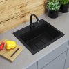 Chiuvetă Gamma Quadro 5850, granit cu 1 compartiment 580x495x220 mm, neagră, GMA-ZLE000229