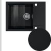 Czarny zlew granitowy SINK 55 z syfonem srebrnym manual z ociekarka[1]