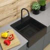 Gamma Farmerski, chiuvetă din granit cu 1 compartiment 600x630x210 mm, negru-auriu, GMA-ZLE000211