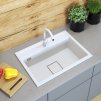 Chiuvetă Gamma Quadro 7050, granit cu 1 compartiment 700x500x220 mm, albă, GMA-ZLE000236