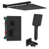 Sapho, Set de duș încastrat cu baterie termostatică, cutie, 2 ieșiri, negru mat, 1102-32B-21