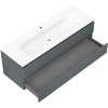 Mexen Rivel, mobilier baie 140 cm cu lavoar Vela, 2 sertare, canelat, grafit mat/alb mat, 91A20-14047-2-BFF66-W23M