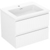 Mexen Rivel, mobilier de baie 60 cm cu lavoar Otis, 2 sertare, canelat, alb mat, 91A20-06047-2-BFF01-W18M01