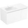 Mexen Rivel, Dulap baie 90 cm cu lavoar Vela stânga, 1S, 1D, canelat, alb mat, 91A23-09047-3-BBFF01-W23L01