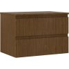 Mexen Rivel, mobilier de baie sub lavoar 70 cm cu blat, 2 sertare, canelat, nuc, 91A20-07047-2-BFFC86