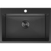 Chiuvetă Mexen Solix, din oțel inoxidabil cu 1 compartiment, 650 x 450 mm, neagră, model fagure, 6403651000-70HC