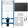 Rea, sistem de toaletă încastrat K011A-Q + buton negru de spălare tip T, KPL-E0056