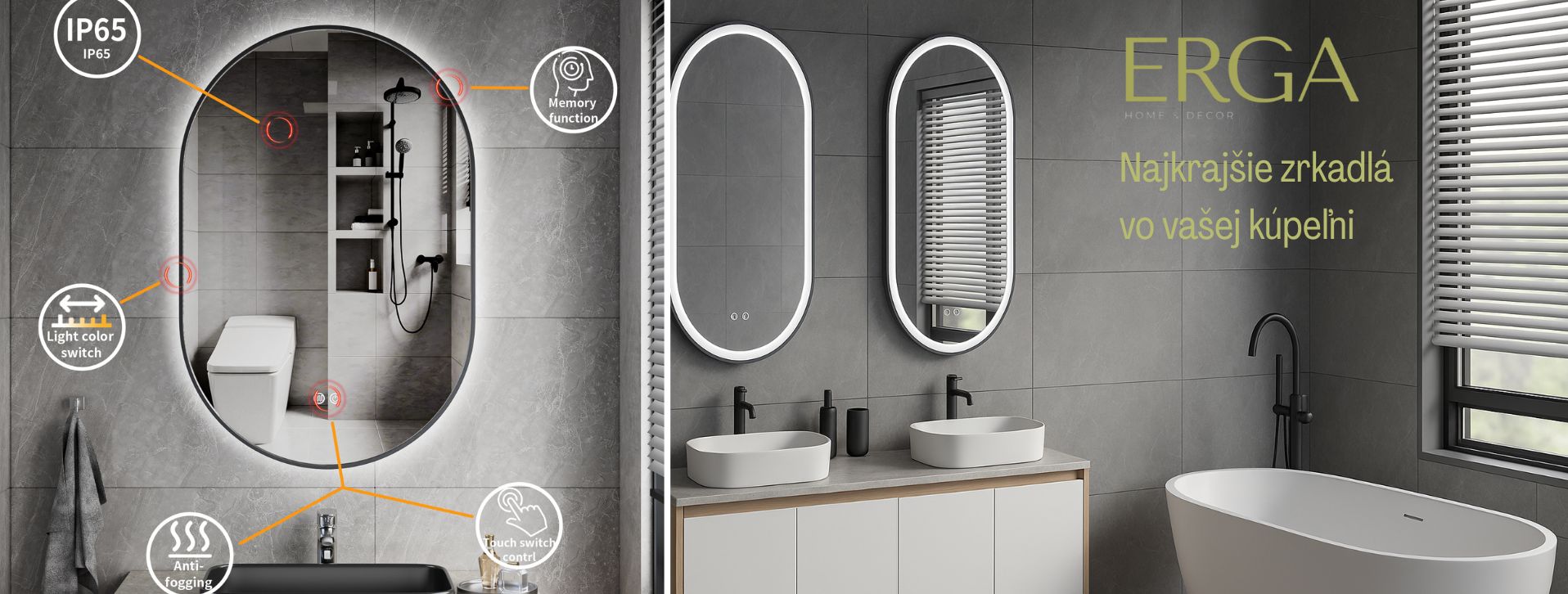 dizajnové kúpeľňové LED zrkadlá