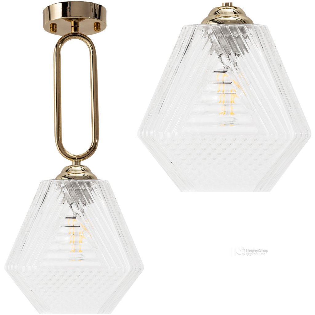 Toolight - stropná sklenená lampa Retro Vintage E27 60W APP1025-1CP, zlatá, OSW-09483