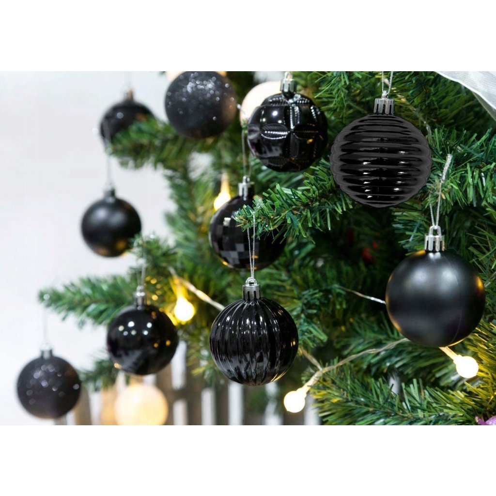 Tutumi, vianočné ozdoby na stromček 36ks 311433A, čierna, CHR-02006 -  Heavenshop